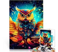 Puzzle 1000 pièces pour Adultes Chouette colorée Séjour Anti-Stress pour Tuer Le Temps avec Affiche et Feuille de Questions correspondantes 52x38cm
