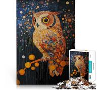 Puzzle 1000 pièces pour Adultes Chouette dans Un Jardin étoilé Jouets Jeux éducatifs Soulagement du Stress Jeu de défi Unique 38x26cm