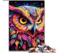 Puzzle 1000 pièces pour Adultes Chouette Rose en Bois, idée Cadeau déco Maison Unique 50x75cm. Un Casse-tête Stimulant - Jouet Relaxant pour Adolescents.