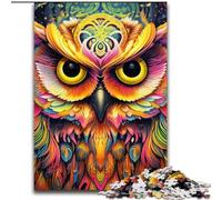Puzzle 1000 pièces pour Adultes Chouette Rose en Bois, pour Les 14 Ans et Plus 50x75cm. Un Casse-tête Stimulant - Jouet Relaxant pour Adolescents.