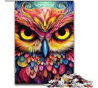 Puzzle 1000 pièces pour Adultes Chouette Rose en Bois, pour Les 14 Ans et Plus 50x75cm. Un Casse-tête Stimulant - Jouet Relaxant pour Adolescents.