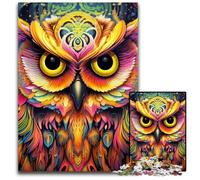 Puzzle 1000 pièces pour Adultes Chouette Rose en Carton, idéal pour Les Amoureux, pour Noël, Le Nouvel an ou la Saint-Valentin 26x38cm / 10,23x14,96 Pouces