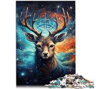 Puzzle 1000 pièces pour Adultes Ciel étoilé cerf Jeux éducatifs à Domicile Jouets à Faire soi-même 26 x 38 cm. Améliorez l'amour Entre Les Couples pour Les 14 Ans et Plus.