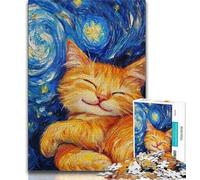 Puzzle 1000 pièces pour Adultes, Ciel étoilé, Chat Orange, Jouets éducatifs et éducatifs pour la Famille, pour renforcer l'amour Entre Couples, 75x50cm