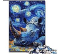 Puzzle 1000 pièces pour Adultes, Ciel étoilé rhinocéros, en Bois, pour Les Parents, Les Amoureux et Les Amis à partir de 14 Ans, 50x75cm, idéal pour Un Anniversaire, des Vacances.