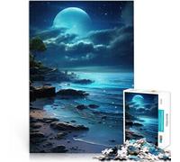 Puzzle 1000 pièces pour Adultes Ciel Nocturne Bleu océanique Fabriqué en Carton pour Les 14 Ans et Plus Jeu éducatif d'apprentissage Améliorer l'amour Entre Les Couples。Taille：38x52cm