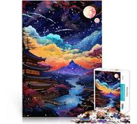 Puzzle 1000 pièces pour Adultes Ciel Nocturne Japonais Séjour Anti-Stress pour Tuer Le Temps Idées Cadeaux 52x38cm