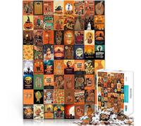 Puzzle 1000 pièces pour Adultes Citrouille Patchwork d'halloween Fait de Bois pour Les 14 Ans et Plus Jouet éducatif intellectuel décompressant Super Cadeau。Taille：50x75cm/19.68x29.52pouce