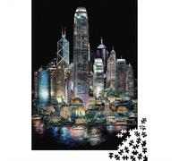 Puzzle 1000 Pièces pour Adultes City Lights Urban Nightscape Puzzle Adulte - Jeux Relaxants - Course De Vitesse Manuelle - Cadeau d'anniversaire Unique 52x38cm/1000pcs