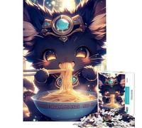 Puzzle 1000 pièces pour Adultes Cléopâtre Chat Ramen Jeu Stimulant Jouets Jeux éducatifs Course de Vitesse Manuelle Cadeau pour Anniversaires (Dimensions 75x50cm)