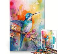 Puzzle 1000 pièces pour Adultes Colibri Aquarelle Jeu de réflexion Découpe Nette,alignement Parfait Activité Amusante en Famille Soirée Jeux (50x75cm)