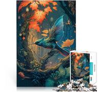 Puzzle 1000 pièces pour Adultes Colibri de la forêt d'automne Compétition de Vitesse Manuelle Super Cadeau 38x26cm