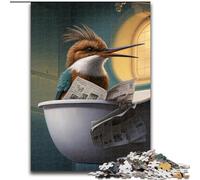 Puzzle 1000 pièces pour Adultes Colibri lisant Un Journal en Bois, Jouet éducatif, intellectuel, décompressant, Amusant, Jeu Familial, 50x75cm, fête d'anniversaire pour Hommes et Femmes