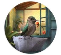 Puzzle 1000 pièces pour Adultes Colibri lisant Un Journal Puzzles Ronds 1000 pièces pour Adultes Cadeau pour Hommes et Femmes, Quotidien et Occasions spéciales 67,5 x 67,5 cm