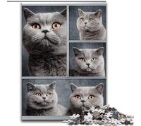 Puzzle 1000 pièces pour Adultes, Collage de Chats British Shorthair, Jeu Stimulant et Familial avec des pièces entièrement emboîtables de Formes aléatoires (Taille 50x75cm)