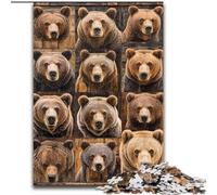 Puzzle 1000 pièces pour Adultes - Collage d'ours Brun - Puzzle 1000 pièces pour Adultes - Un Casse-tête Stimulant pour Les Adolescents et Les familles (Taille 26x38cm)
