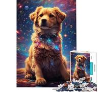 Puzzle 1000 pièces pour Adultes Collage Spatial avec Un Adorable Chien Jeu de Puzzle à Monter soi-même Apprentissage éducatif pour Noël ou Un Anniversaire (38x52cm)