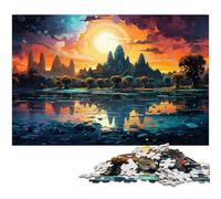 Puzzle 1000 pièces pour Adultes coloré et psychédélique Angkor Wat découpe de précision Cadeau pour Adolescents de 14 Ans et Plus 1000 pièces (75 x 50 cm)