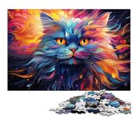 Puzzle 1000 pièces pour Adultes coloré psychédélique Magnifique Chat Persan à Offrir en Cadeau Jeu Familial Anti-Stress défi Difficile 1000 pièces (38 x 26 cm)