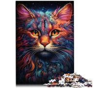 Puzzle 1000 pièces pour Adultes Colorful Art Cosmic Cats Brain Teaser Game 26x38cm Cadeaux pour Amis et Famille pour Adolescent 14 Ans et Plus