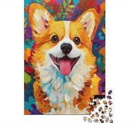Puzzle 1000 Pièces pour Adultes Colorful Corgi Canvas Art Puzzle Adulte - Jeux Relaxants - Course De Vitesse Manuelle - Cadeau d'anniversaire Unique 38x26cm/1000pcs