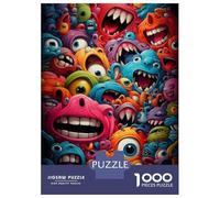 Puzzle 1000 Pièces Pour Adultes Colorful Monster Collage Art Print Puzzles Pour Adultes Analyse Et Logique Liste De Souhaits Avec Le Père Noël Cadeaux Uniques Pour Un Anniversaire Et Noël 38x26cm/1000