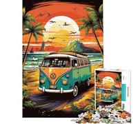 Puzzle 1000 pièces pour Adultes Combi VW rétro Thème Plage et Voyage Jeu de réflexion Une œuvre d'art pour Un Anniversaire ou Noël (Dimensions 50x75cm)