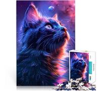 Puzzle 1000 pièces pour Adultes Contemplation de la nébuleuse du Chaton Cosmique Casse-tête pour Bon Cadeau 75x50cm