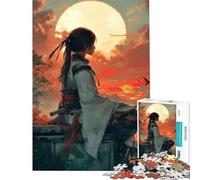 Puzzle 1000 pièces pour Adultes Contemplation d'un samouraï au Coucher du Soleil Jeu addictif pour cultiver la Patience Décoration intérieure Cadeau d'anniversaire (Dimensions 38x26cm)