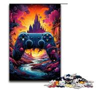 Puzzle 1000 pièces pour Adultes contrôleur de Jeu psychédélique coloré Puzzle en Bois pour Adultes et Enfants Outil de soulagement du Stress 1000 pièces (75 x 50 cm)