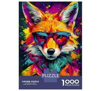 Puzzle 1000 Pièces pour Adultes Cool Fox in Sunglasses Puzzle pour Adultes Jeux Relaxants Analyse Et Logique, Idéal comme Cadeau pour Toute La Famille 38x26cm/1000pcs