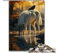 Puzzle 1000 pièces pour Adultes Corbeau et Loup, Jeu interactif Familial, décoration d'intérieur à Faire soi-même, défi cérébral, Cadeau 50x75cm