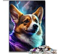 Puzzle 1000 pièces pour Adultes Corgi coloré en Bois, Parfait pour s'amuser en Famille Lors des Anniversaires, Noël 50x75cm Activité de Jeu familiale captivante