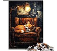Puzzle 1000 pièces pour Adultes Corgi endormi, Jouet éléphant, Jeu intellectuel, Cadeau d'anniversaire, décoration Murale pour Les 14 Ans et Plus (Taille 50x75cm)