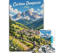Puzzle 1000 pièces pour Adultes, Cortina d'Ampezzo Mountain Village | Pour les soirées calmes : ce puzzle pour adultes de 1000 pièces convient aux amateurs de puzzles patients.