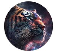 Puzzle 1000 pièces pour Adultes Cosmic King Space Tiger, Puzzle Rond 1000 pièces, Casse-tête Stimulant, activité familiale, décoration intérieure, Cadeau de Vacances (Taille 67,5 x 67,5 cm)