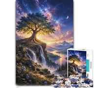 Puzzle 1000 pièces pour adultes, Cosmic Tree of Life Waterfall Landscape | Pour les w nds tranquilles : Puzzle pour adultes de 1000 pièces ; pour une activité tranquille chez soi.