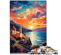 Puzzle 1000 pièces pour Adultes Côte amalfitaine défi éducatif 26x38 cm avec Affiche Assortie et Feuille de Questions pour Adolescents de 14 Ans et Plus