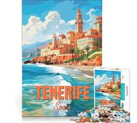 Puzzle 1000 pièces pour Adultes Côte de Tenerife Espagne Jeu Pratique Difficile et Stimulant Convient pour la décoration de Bureau 38x26cm
