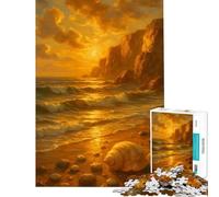 Puzzle 1000 pièces pour Adultes Côte dorée avec Coquillages Modèle Difficile et Stimulant Jeu Pratique à Assembler Convient aux Personnes de 14 Ans et Plus (38x52cm)