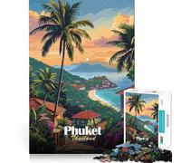 Puzzle 1000 pièces pour Adultes,Coucher de Soleil à Phuket,Thaïlande,Jeu de réflexion et de Calme,Cadeau de Noël apaisant (38x26cm)