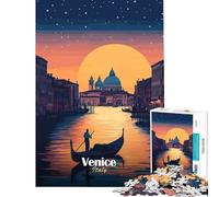 Puzzle 1000 pièces pour Adultes Coucher de Soleil à Venise en gondole Jeu éducatif Défi intellectuel Jouet addictif Cadeau Amusant Activités familiales (Dimensions 38x26cm)