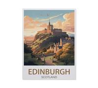 Puzzle 1000 Pièces pour Adultes，Coucher de Soleil d'affiche de Voyage Vintage d'Édimbourg en Écosse，Adultes Puzzles 1000 Pièces Puzzle pour Adultes Puzzle Adulte Difficile Et Défi（75x50cm）-AM36