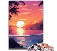 Puzzle 1000 pièces pour Adultes Coucher de Soleil Depuis Une île 1000 pièces pour Adolescents, Jeux d'activités familiales stimulants, Jouet de Bricolage pour décoration Murale de la Maison (75x50cm)