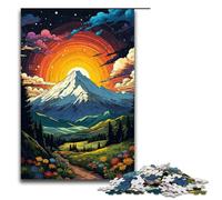 Puzzle 1000 pièces pour Adultes Coucher de Soleil psychédélique coloré Montagnes Puzzles en Bois Jeu éducatif pour Adultes Jouet de défi 1000 pièces (75 x 50 cm)