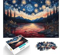 Puzzle 1000 pièces pour Adultes Coucher de Soleil sur Le lac étoilé Impossible Activités Amusantes à la Maison, Cadeaux d'anniversaire, Cadeaux de Voyage, 52x38cm