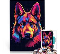 Puzzle 1000 pièces pour Adultes Coucher de Soleil sur Un Berger Allemand Jeu de Quiz Car C'est Un pour Toute la Famille 38x26cm