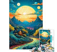 Puzzle 1000 pièces pour Adultes Coucher de Soleil sur Une Montagne de rêve Jeu de réflexion pour Adultes Améliore la mémoire Cadeau d'anniversaire ou de Noël (Dimensions 75x50cm)