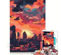 Puzzle 1000 pièces pour Adultes Coucher de Soleil Urbain Jeu éducatif Course de Vitesse Manuelle idéal comme Cadeau pour Toute la Famille 38x52cm