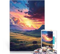 Puzzle 1000 pièces pour Adultes Couchers de Soleil sur Une vaste Zone Jeu Pratique Chaque pièce est Unique - Jeu Familial Stimulant et Amusant 50x70cm